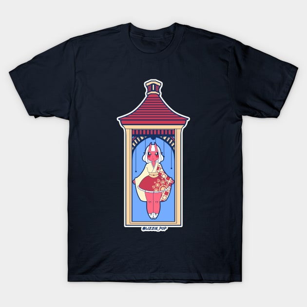 Red Little Oni Girl T-Shirt by Lizziepop